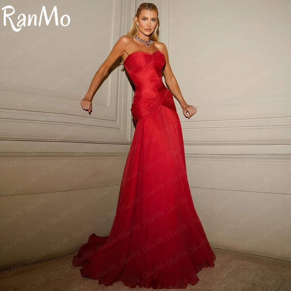 Briar Cosplay Prop - Ranmo 2025 สีแดงเงาชุดราตรี Sweetheart Mermaid Pleat