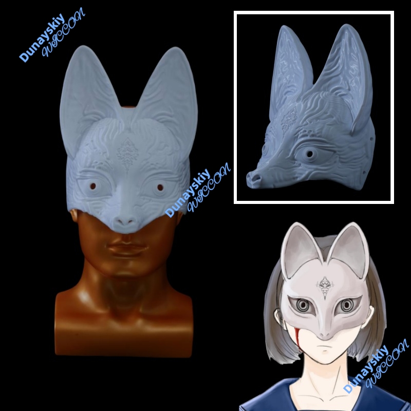 Cosplay Prop 3D Print Settings - หน้ากากจิ้งจอกสำหรับงานปาร์ตี้ฮาโลวีนแบบสวมหน้ากาก แบบพิมพ์ 3 มิติ แบบเงียบ ชิมิซึ